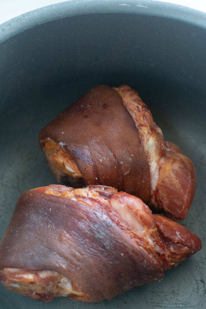 Ham hocks in pot