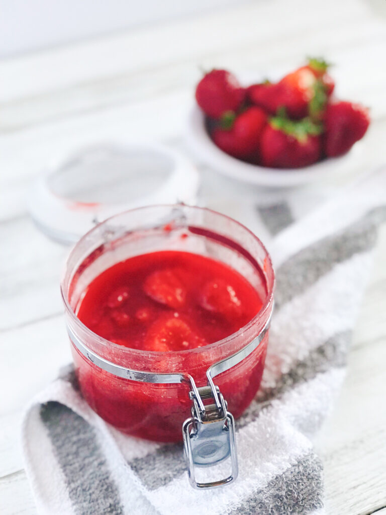 strawberry compote in jar