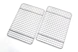 Checkered Chef Cooling Racks For Baking - Quarter Size - Stainless Steel Cooling Rack/Baking Rack Set of 2 - Oven Safe Wire Racks Fit Quarter Sheet Pan - Small Grid Perfect To Cool and Bake