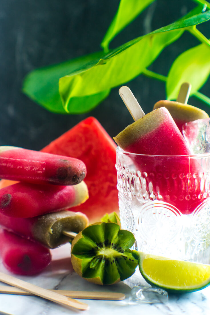 Watermelon Kiwi Ice Pops | Vegan, Low-Carb