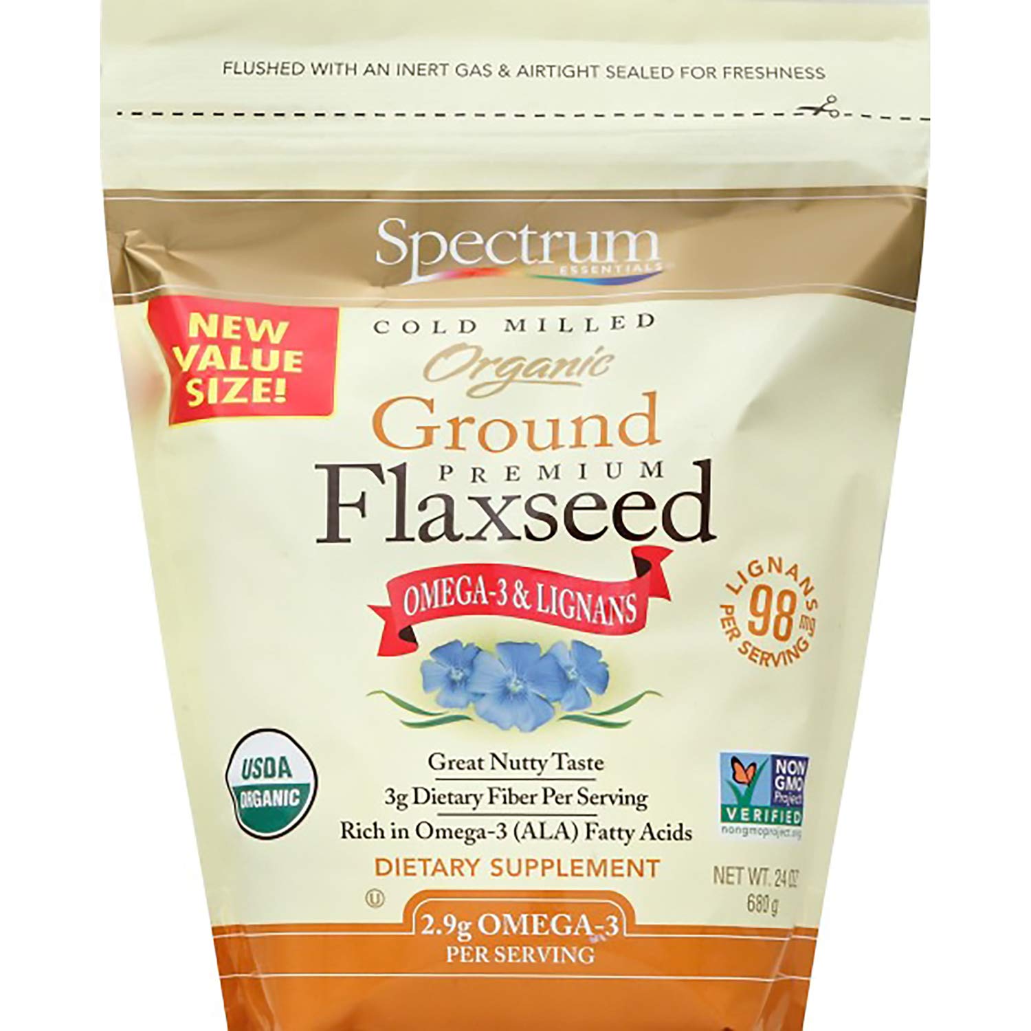 Spectrum Essentials Organic Ground Premium Flaxseed, 24 Oz
