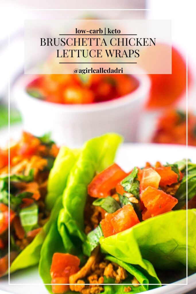 This recipe for bruschetta chicken lettuce wraps checks all the boxes. It's fresh, fast, and easy making it the perfect go-to lunch or snack. It calls for easy-to-source ingredients and can be made in less than 20 minutes! All flavor, no fuss!